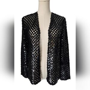 Three Flaggs Sequin Sweater Open Front Blazer